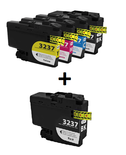 Compatible Brother LC3237 a Set of 4 Ink Cartridges + EXTRA BLACK (2 x Black,1 x Cyan,Magenta,Yellow)
